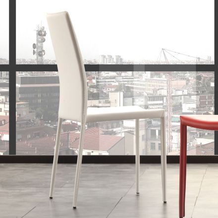 Sedia per Sala da Pranzo in Metallo Rivestita in Similcuoio, 4 Pezzi - Nadia Viadurini