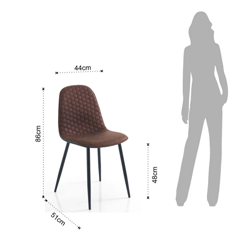 Sedia per Sala da Pranzo in Microfibra e Metallo Nero Opaco 4 Pezzi - Jake Viadurini