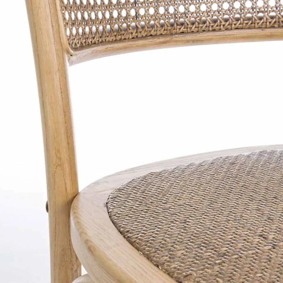 Sedia per Sala da Pranzo in Rattan e Legno Design Classico Homemotion - Meridia Viadurini
