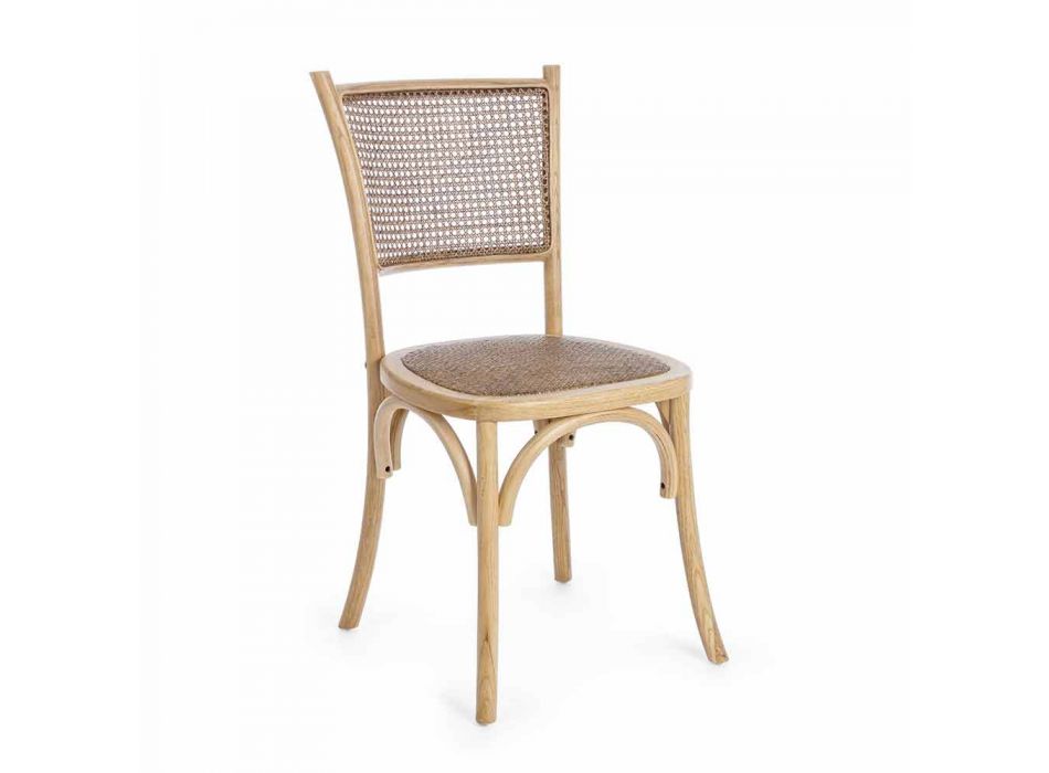 Sedia per Sala da Pranzo in Rattan e Legno Design Classico Homemotion - Meridia Viadurini