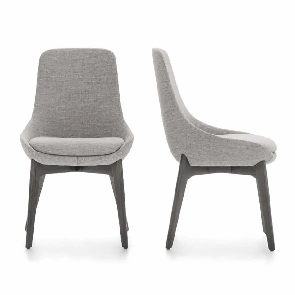 Sedia per Sala da Pranzo in Tessuto con Base in Legno Made in Italy - Cocco Viadurini