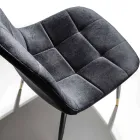 Sedia per Sala da Pranzo in Velluto Antimacchia e Metallo, 4 Pezzi - Carlina Viadurini