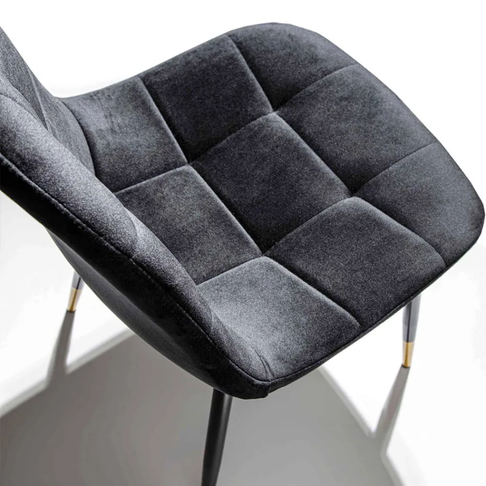 Sedia per Sala da Pranzo in Velluto Antimacchia e Metallo, 4 Pezzi - Carlina Viadurini