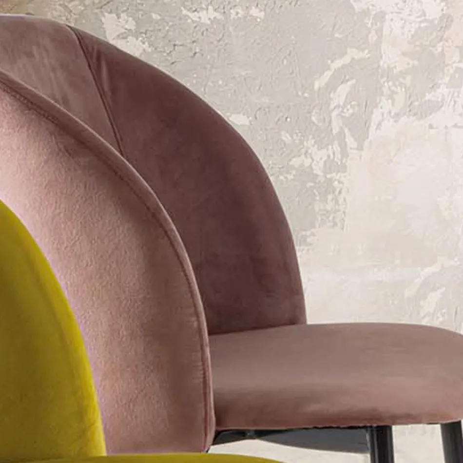 Sedia per Sala da Pranzo in Velluto con Gambe in Metallo Nero, 4 Pezzi - Hanna Viadurini