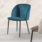 Sedia per Sala da Pranzo in Velluto con Gambe in Metallo Nero, 4 Pezzi - Hanna Viadurini