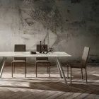 Sedia per Sala da Pranzo Rivestita in Ecopelle Made in Italy, 2 Pezzi - Belga Viadurini