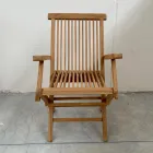 Sedia Pieghevole da Esterno in Teak con Braccioli – Yggdrasil Viadurini
