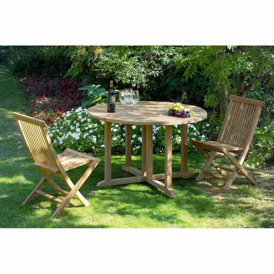 Sedia Pieghevole da Giardino in Teak Naturale – Yggdrasil Viadurini