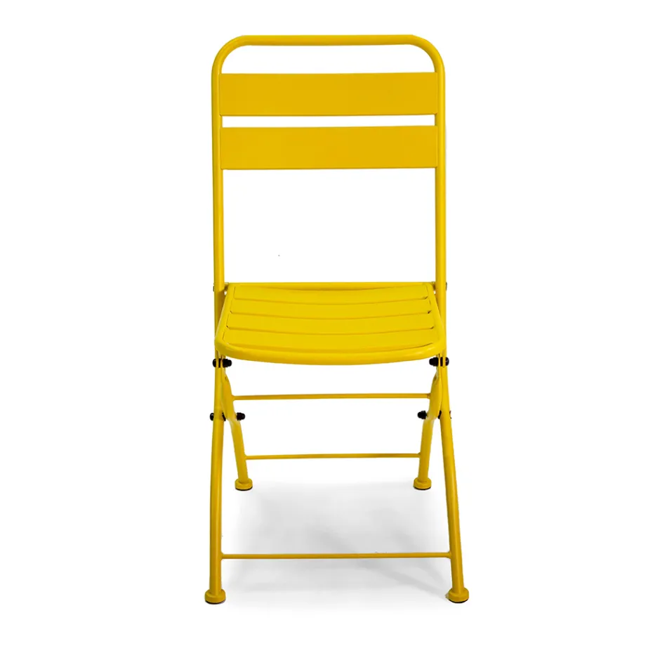 Sedia Pieghevole da Giardino Realizzata Interamente in Metallo - Nastro Viadurini