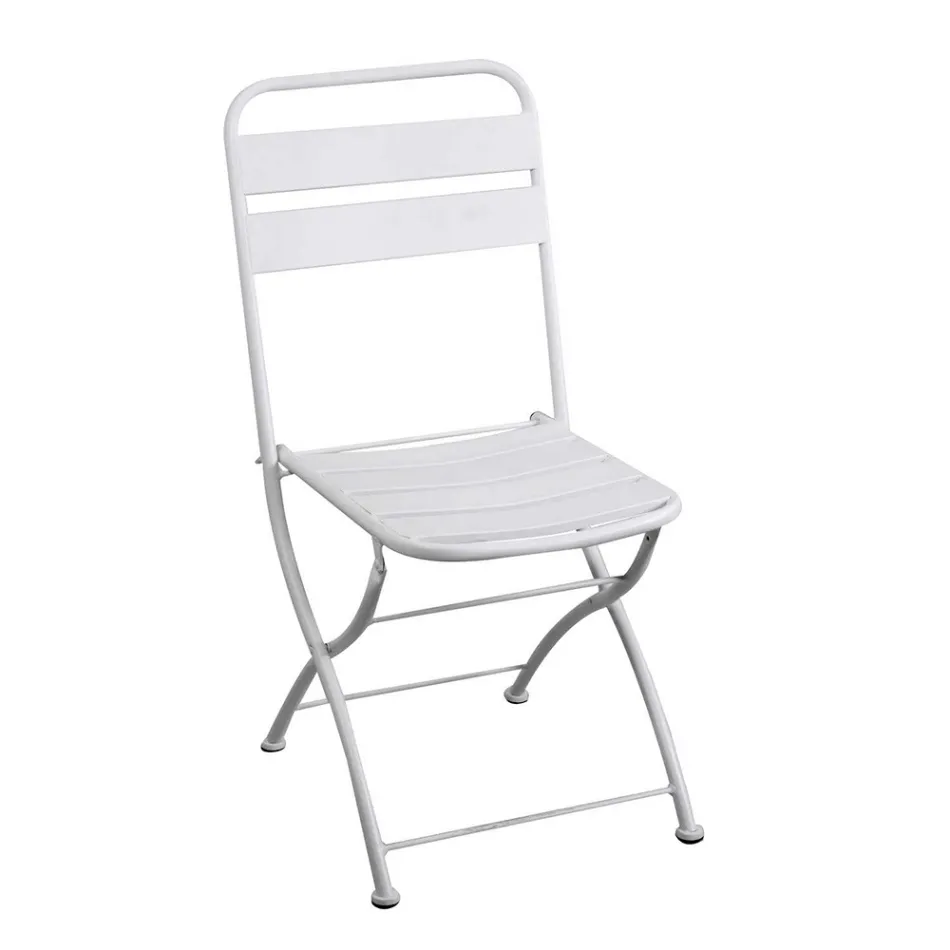 Sedia Pieghevole da Giardino Realizzata Interamente in Metallo - Nastro Viadurini