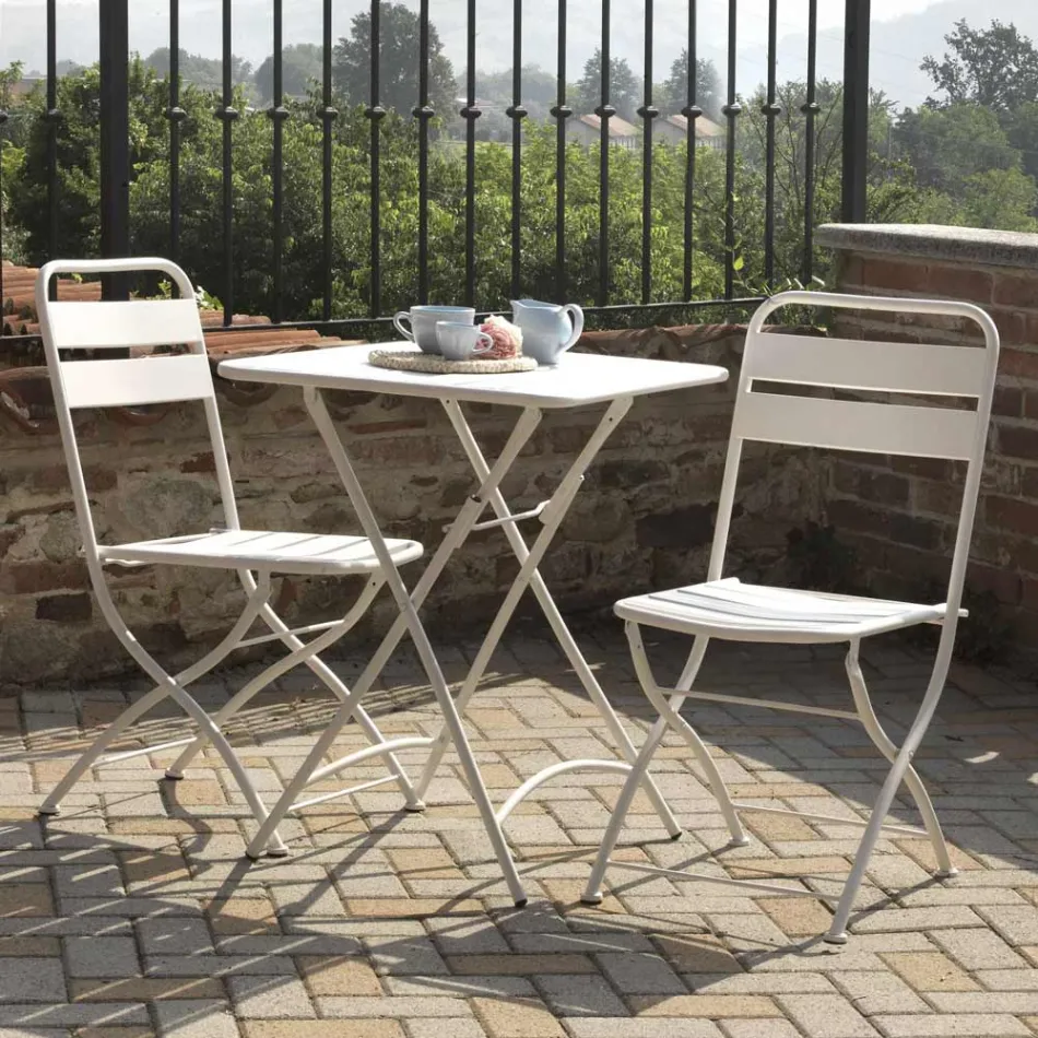 Sedia Pieghevole da Giardino Realizzata Interamente in Metallo - Nastro Viadurini