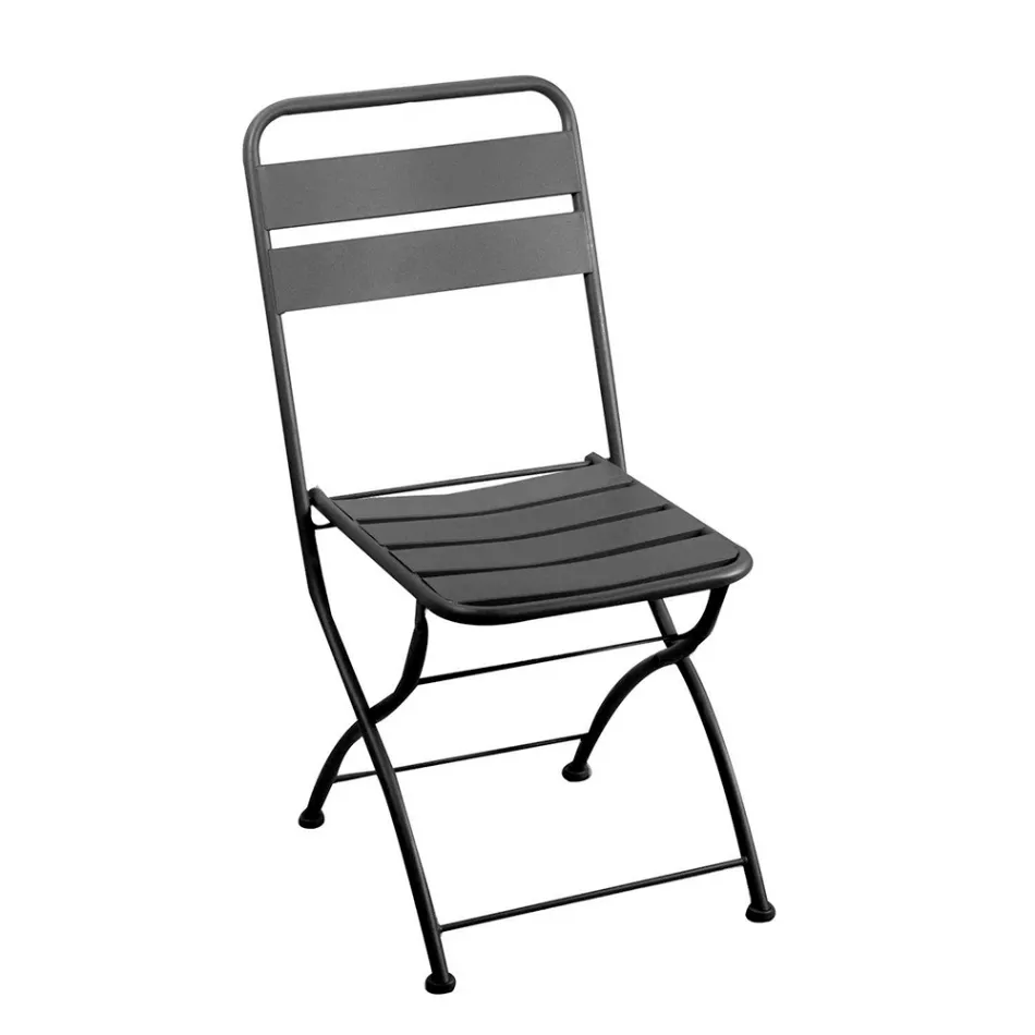 Sedia Pieghevole da Giardino Realizzata Interamente in Metallo - Nastro Viadurini