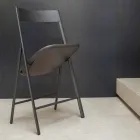Sedia Pieghevole in Metallo e Legno Rovere 2 Pezzi Made in Italy - Roberta Viadurini