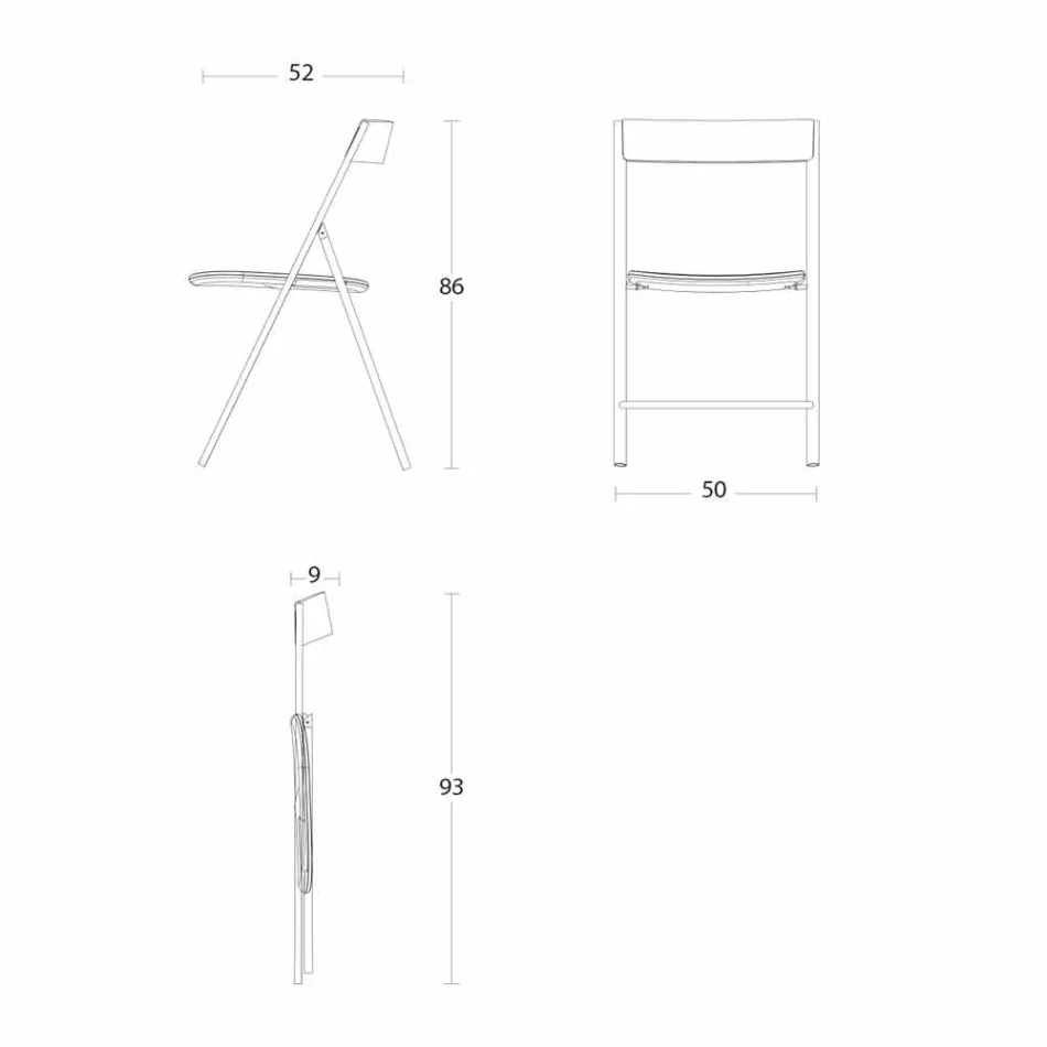 Sedia Pieghevole in Metallo e Legno Rovere 2 Pezzi Made in Italy - Roberta Viadurini