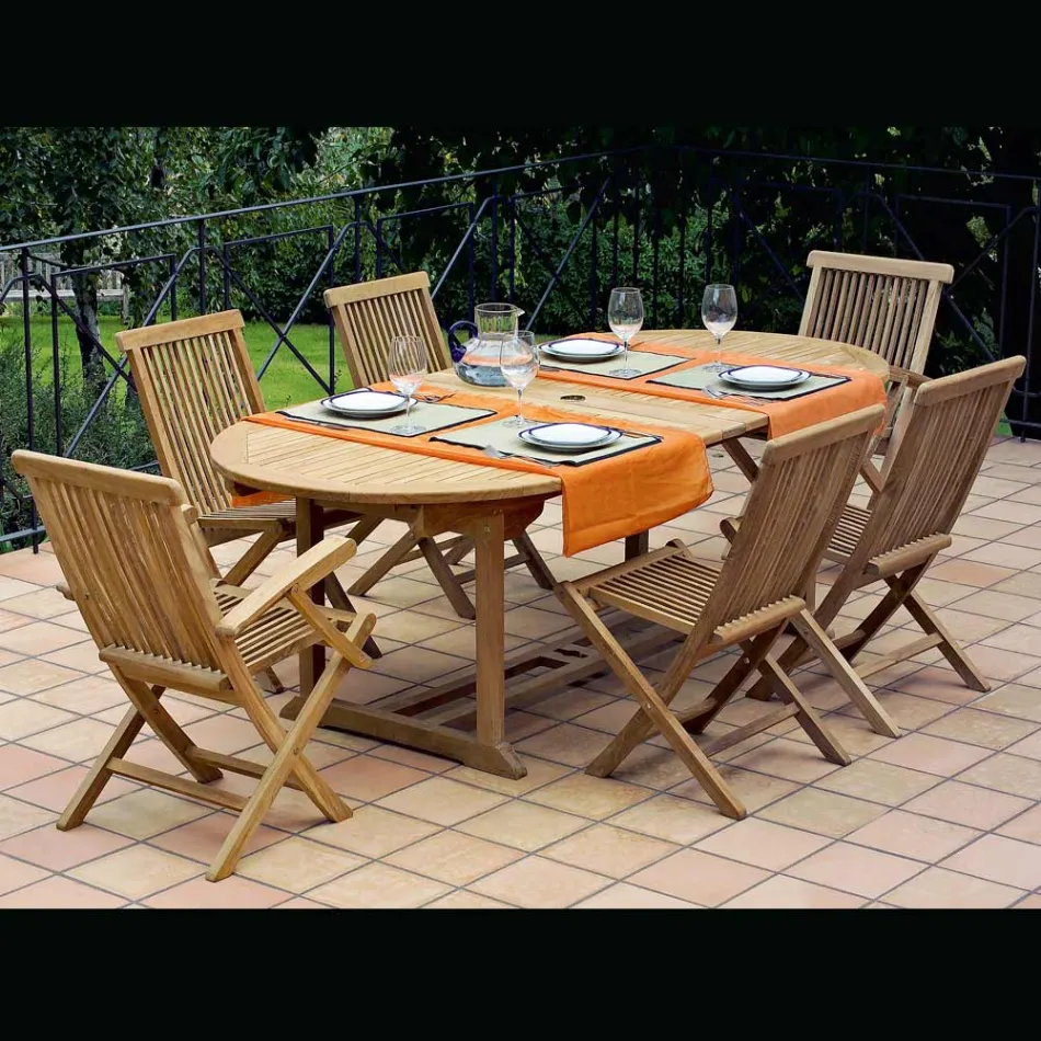 Sedia Pieghevole Outdoor in Teak con Braccioli – Yggdrasil Viadurini