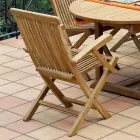 Sedia Pieghevole Outdoor in Teak con Braccioli – Yggdrasil Viadurini