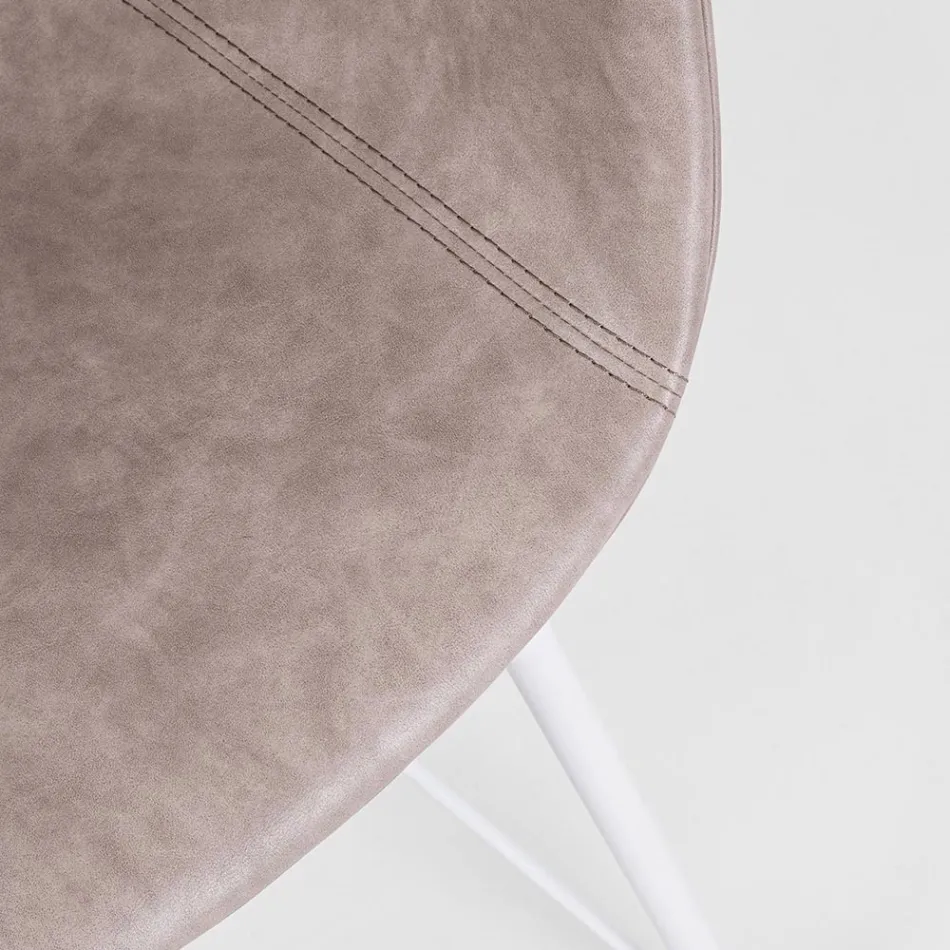 Sedia Poltroncina in Acciaio Bianco o Nero ed Ecopelle Vintage - Gongo Viadurini