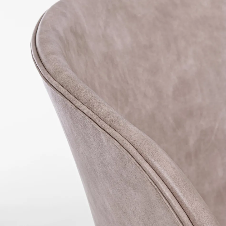 Sedia Poltroncina in Acciaio Bianco o Nero ed Ecopelle Vintage - Gongo Viadurini