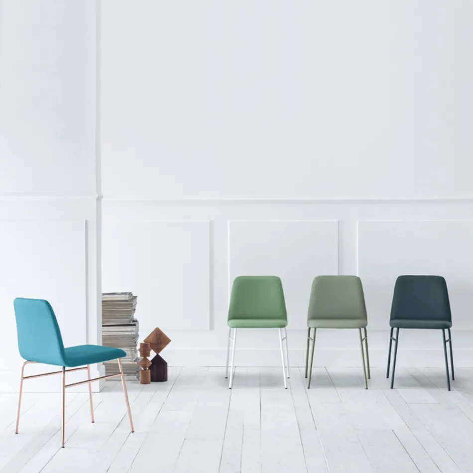 Sedia Pregiata in Tessuto con Base in Metallo Made in Italy, 2 Pezzi - Molde Viadurini