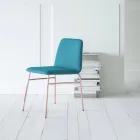 Sedia Pregiata in Tessuto con Base in Metallo Made in Italy, 2 Pezzi - Molde Viadurini