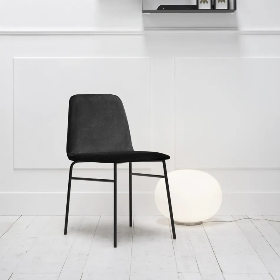 Sedia Pregiata in Tessuto con Base in Metallo Made in Italy, 2 Pezzi - Molde Viadurini