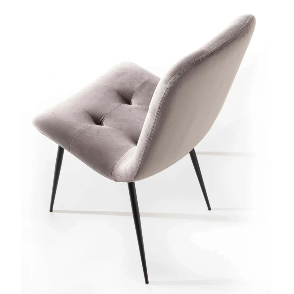 Sedia Rivestita in Velluto Antimacchia per Sala da Pranzo, 4 Pezzi - Kylie Viadurini