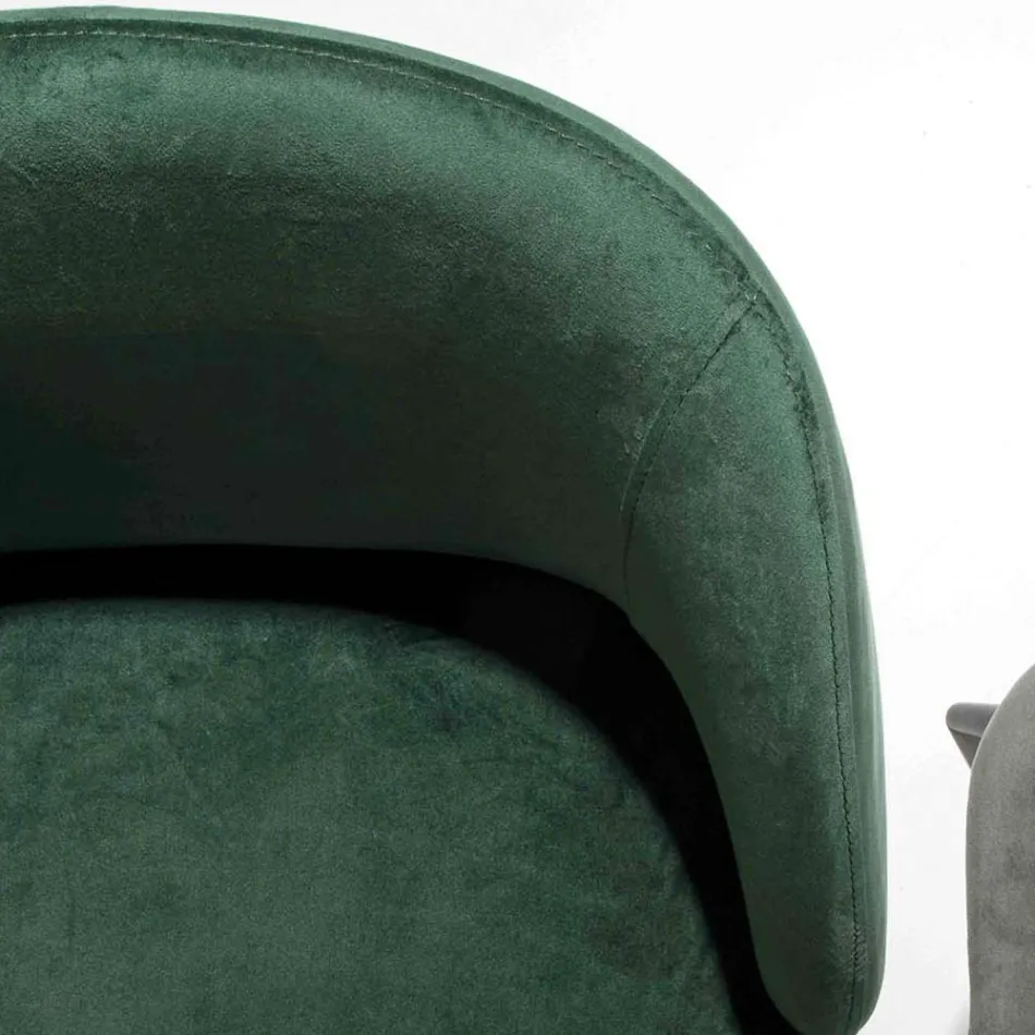 Sedia Rivestita in Velluto con Base in Metallo Verniciato Nero, 2 Pezzi - Avana Viadurini