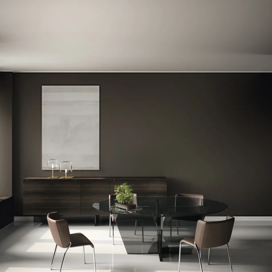 Sedia Sala da Pranzo con Seduta Rivestita in Pelle Made in Italy - Giulia Viadurini