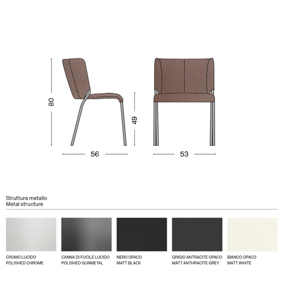 Sedia Sala da Pranzo con Seduta Rivestita in Pelle Made in Italy - Giulia Viadurini