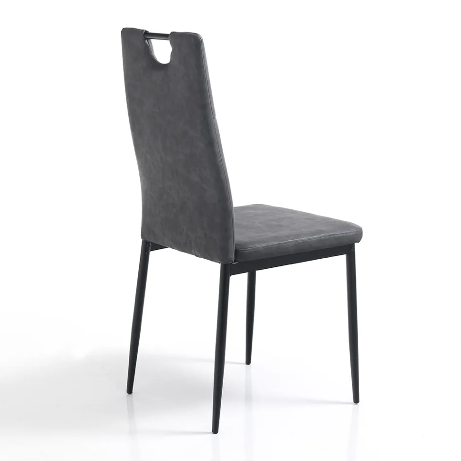 Sedia Sala da Pranzo in Pelle Sintetica Invecchiata 4 Pezzi - Cassandra Viadurini