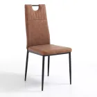 Sedia Sala da Pranzo in Pelle Sintetica Invecchiata 4 Pezzi - Cassandra Viadurini