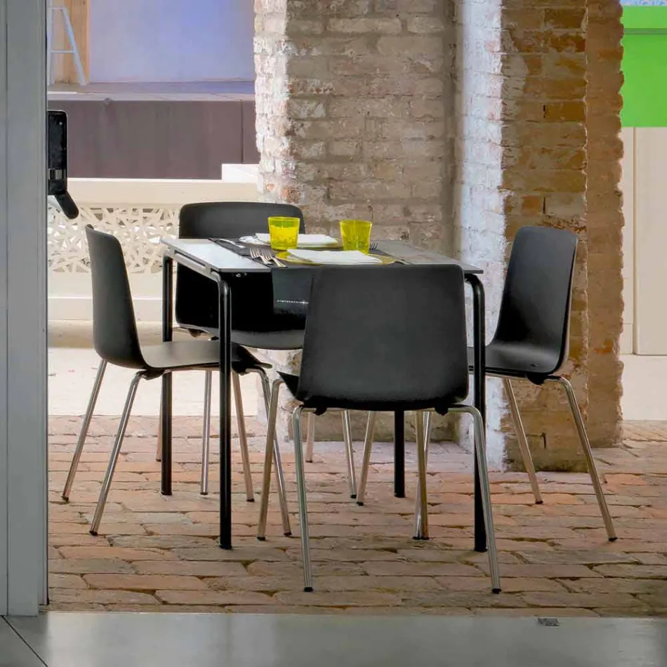 Sedia Sala Pranzo in Metallo e Polipropilene Made in Italy, 4 Pezzi - Carlita Viadurini