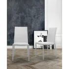 Sedia Soggiorno Impilabile, Imbottita e Rivestita in Ecopelle – Monamour Viadurini