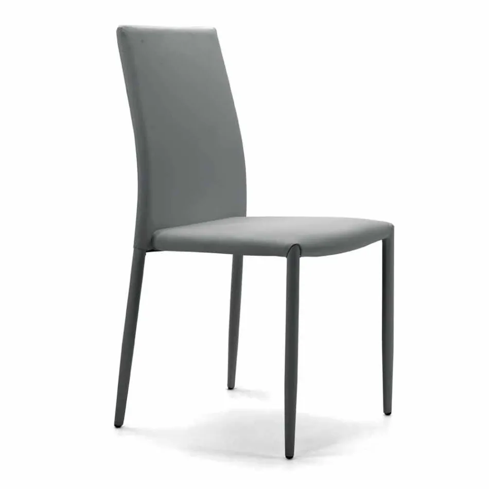 Sedia Soggiorno Impilabile, Imbottita e Rivestita in Ecopelle – Monamour Viadurini