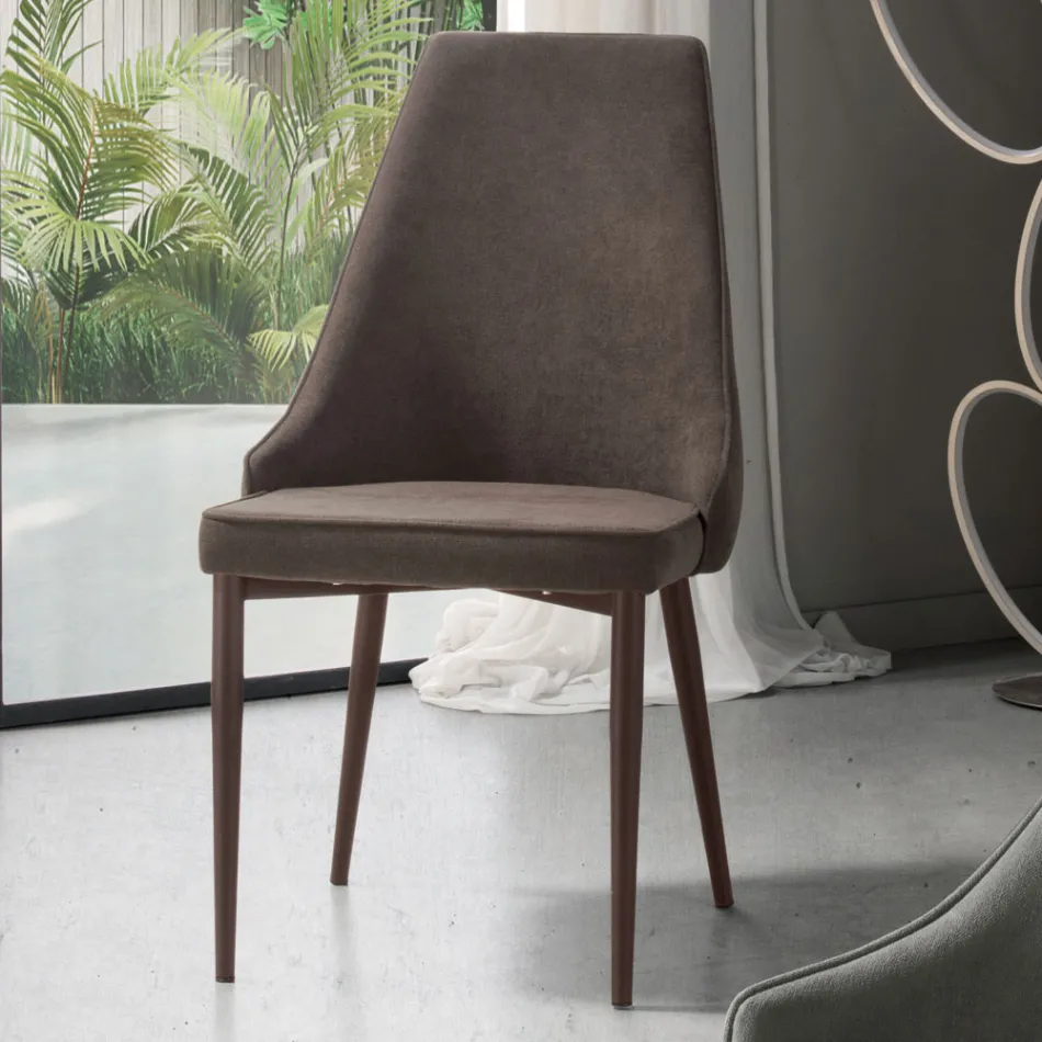 Sedia Soggiorno in Tessuto con Seduta Sagomata e Imbottita 4 Pezzi - Isaak Viadurini