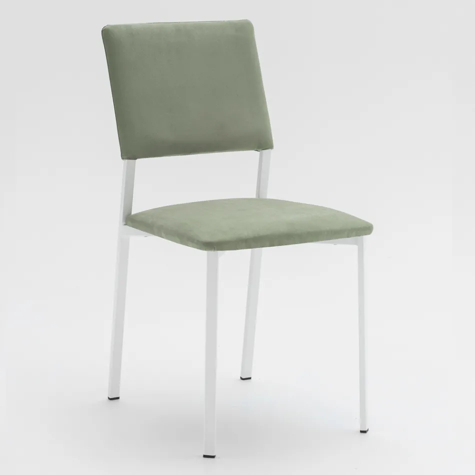 Sedia Soggiorno Metallo e Seduta Microfibra Made in Italy, 2 Pezzi - Fabiola Viadurini