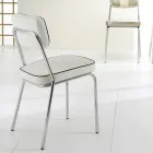 Sedia stile anni 50 in ecopelle graffiti e bordino bianco Unica Viadurini