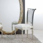 Sedia stile classico in legno con gambe foglia argento Miel Viadurini