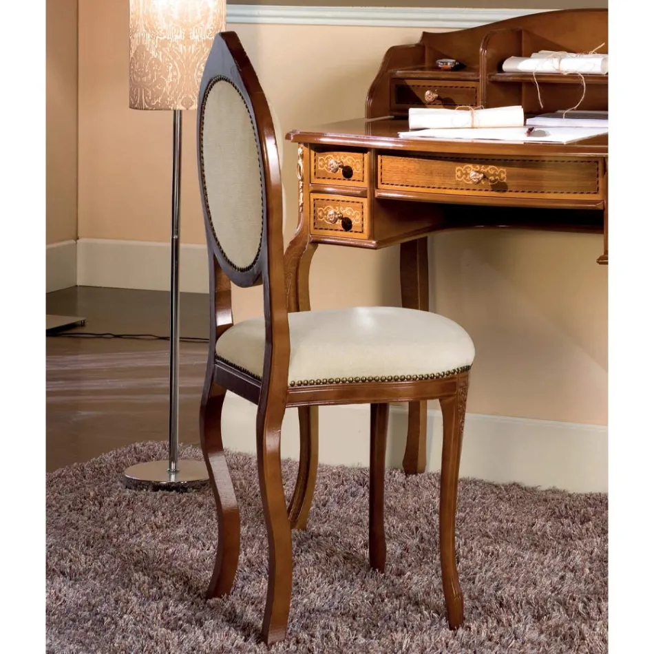 Sedia Stile Classico in Legno di Noce Imbottita Made in Italy - Elegant Viadurini