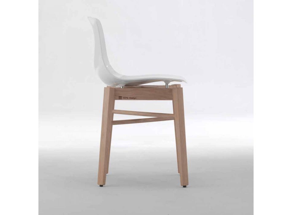 Sedie in Legno Rovere e Plastica Bianca di Design Moderno 2 Pezzi - Langoustine Viadurini