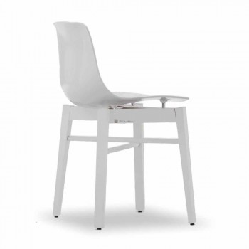 Sedie in Legno Rovere e Plastica Bianca di Design Moderno 2 Pezzi - Langoustine