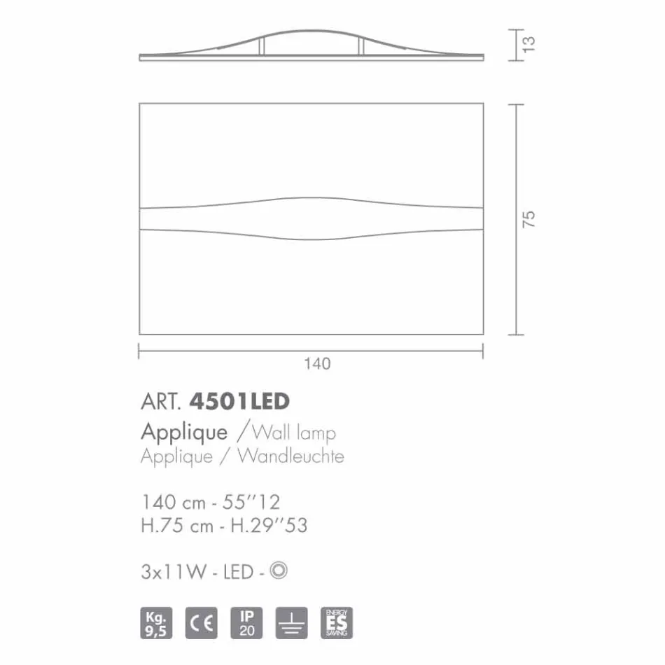 Selene Art&Light applique con pannelli texturizzati 140xH75 cm  Viadurini