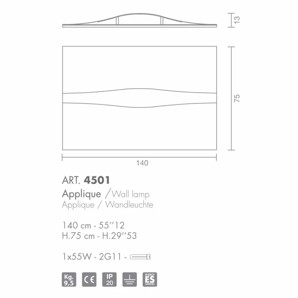 Selene Art&Light applique con pannelli texturizzati 140xH75 cm  Viadurini