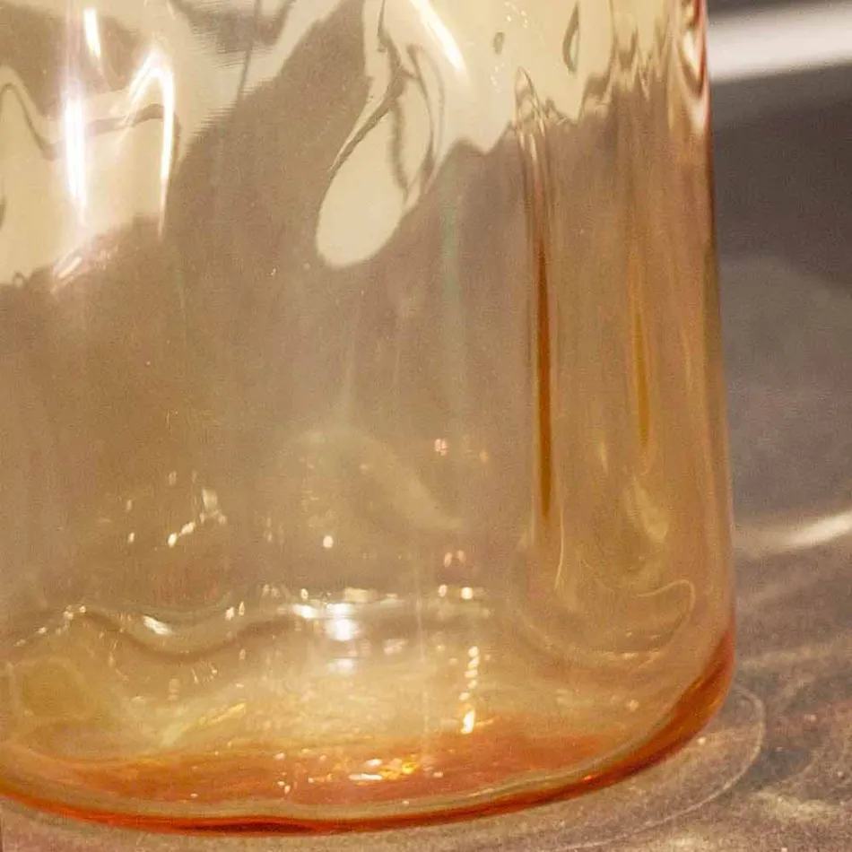 Selene Bossa Nova lampada da tavolo Ø10 H 26cm in vetro soffiato ambra Viadurini