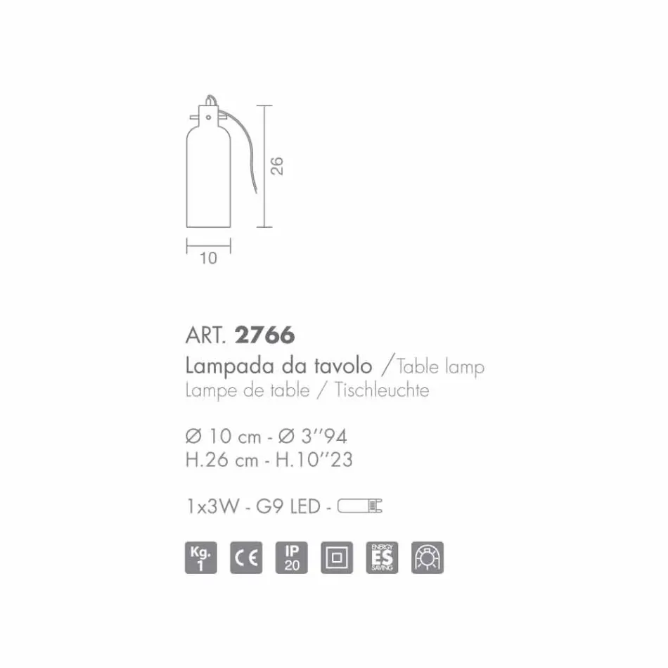 Selene Bossa Nova lampada da tavolo Ø10 H 26cm in vetro soffiato ambra Viadurini