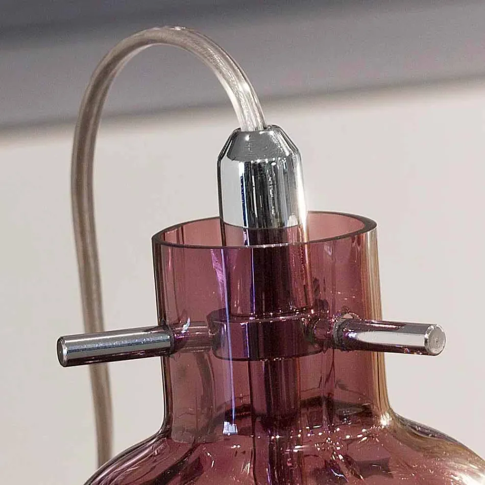 Selene Bossa Nova lampada da tavolo Ø11 H16cm, vetro soffiato ametista Viadurini