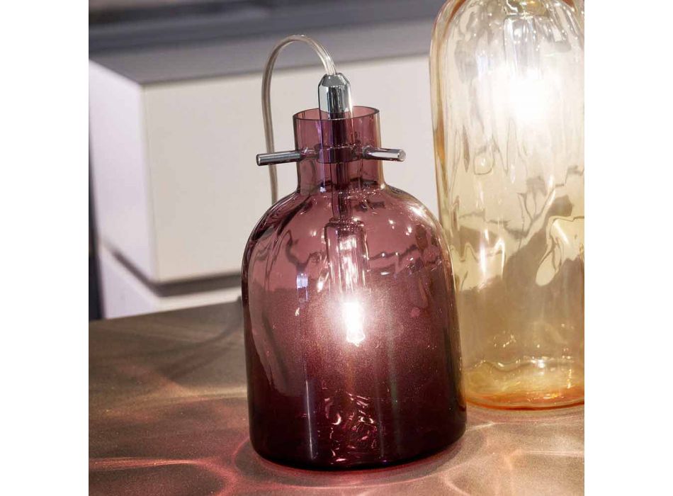 Selene Bossa Nova lampada da tavolo Ø11 H16cm, vetro soffiato ametista Viadurini