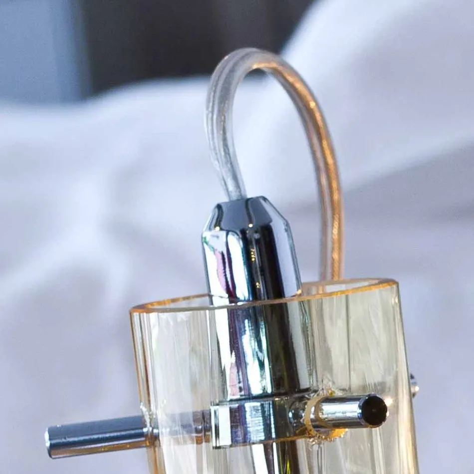 Selene Bossa Nova lampada da tavolo Ø15 H 21cm in vetro soffiato ambra Viadurini