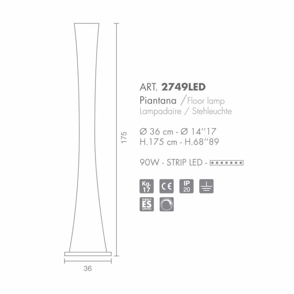 Selene Clessidra lampada da terra in vetro soffiato Ø36 H175cm  Viadurini