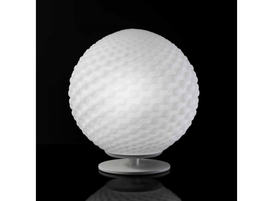 Selene Domino lampada da tavolo bianca in vetro soffiato Ø27 H 30cm  Viadurini